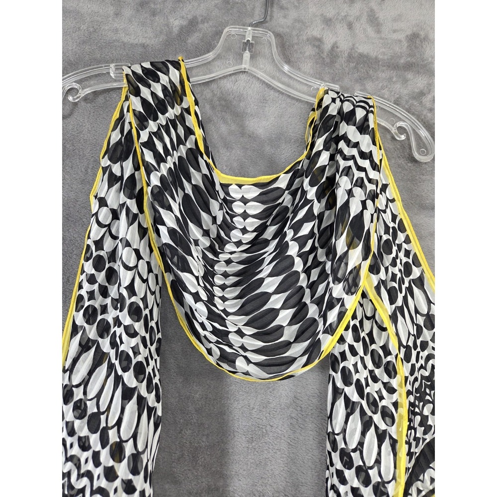 Echo Silk Scarf Black Yellow Geometric Abstract Artsy Rectangle 59 inches - Picture 4 of 4